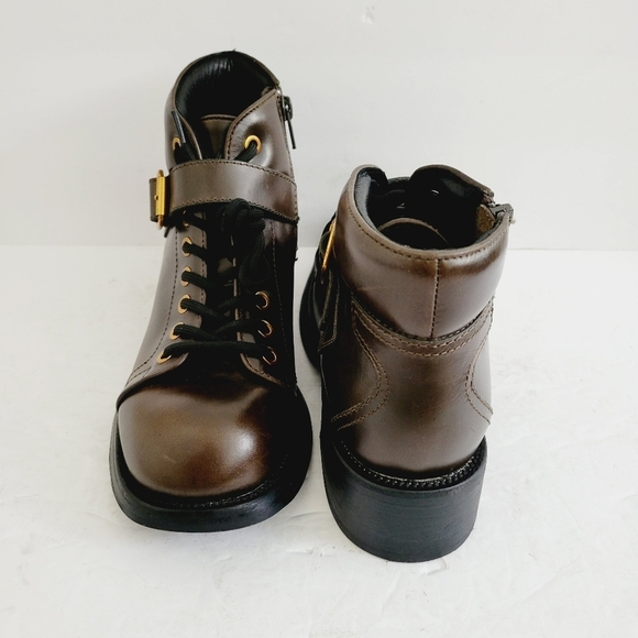 NEW Jeffrey Campbell Announce Brown Zip Lace Up Ankle Bootie Size 6.5 - Picture 4 of 9